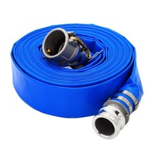 2" ID 100 Ft Pool Backwash Hose, Heavy Duty Reinforced Blue PVC Lay Flat Water