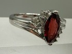 ESTATE SILVER PLATED MARQUISE CUT PASTE GARNET CZ ACCENT RING SIZE 9 — photo 7