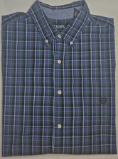 Mens Chaps Easy Care Long Sleeve Blue Multi Plaid Button Up Shirt Size XXL 2XL