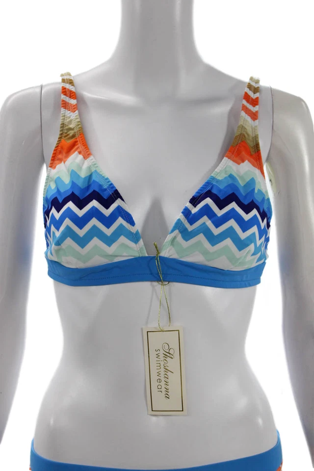 Женское бикини Shoshanna синее в полоску с геометрическим узором размер S - Изображение 2 из 4