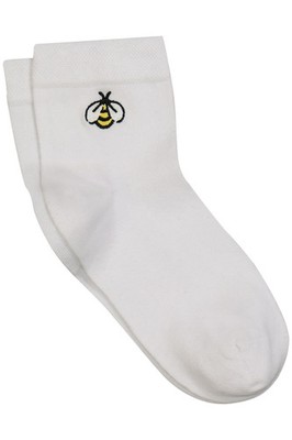 Ulla Popken Socken 2+ offwhite Socken Bienen Stickerei kurzer Schaft