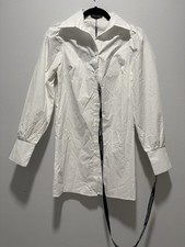 PrettyLittleThing White Button-Up Shirt Long Sleeve EU 32 Classic Fit