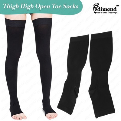 Open Toe Unisex Kompressionsstrümpfe Unterstützung Krampfadern Oberschenkel hohe Ärmel