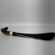 Elegant Black Decorative Horse Head Handle Long Shoe Horn for Boots and Shoes