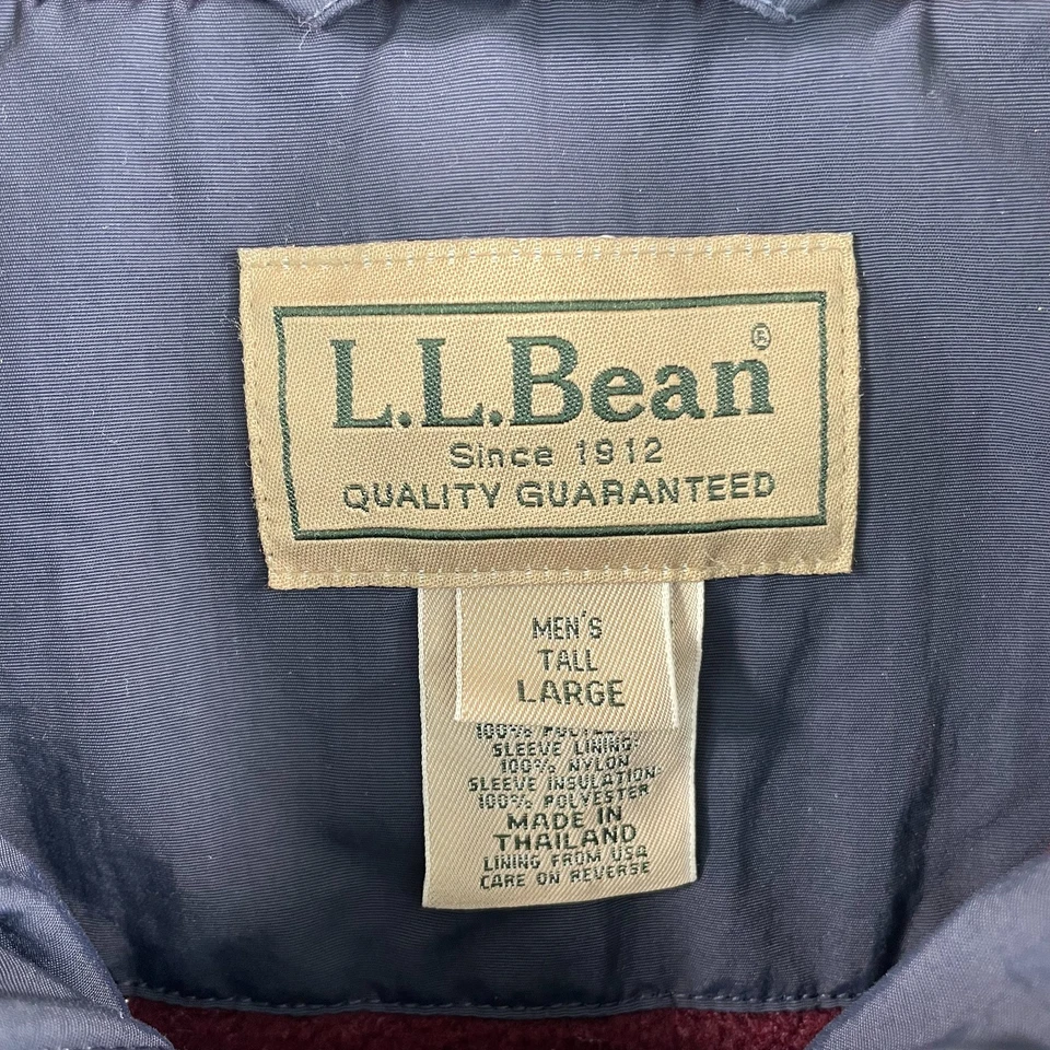 L.L. Bean Warm Up Bomber Fleece Lined Jacket Men Large Tall LT Navy Blue Outdoor - Image 2 of 4