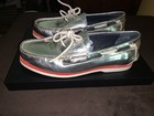 Polo Ralph Lauren Merton Silver Metallic Boat Shoes Mens Sz 9.5 Leather Chrome — photo 1