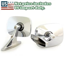 FOR SQUARE CLASSIC CAR CHROME FENDER DOOR MIRROR PAIR 2 PIECES LEFT & RIGHT HAND