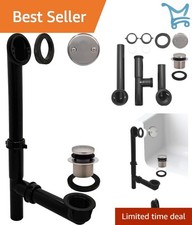 Black Tubular Bath Waste Drain Kit 1-1/2 in. Tip-Toe Overflow Assembly
