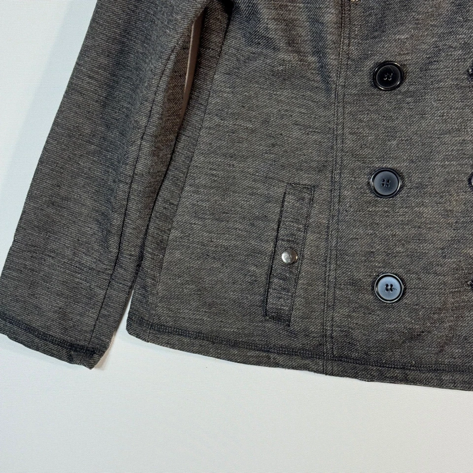 Chaqueta Abrigo Vintage Y2K Sello Húmedo Grande Gris Con Capucha Guisante Surfista Patinador Urbano Foto 3 de 4