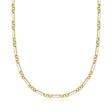 Italian 14kt Yellow Gold Alternating Cable and Paper Clip Link Necklace