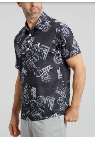 William Murray Barrel Aged Performance Golf Polo Uomo XXXL AOP Manica Corta NUOVO