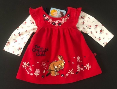 Baby Mädchen Grüffelo rot Trägerkleid Set 3/6 Monate