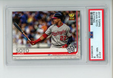 2019 Topps Series 1 Juan Soto #213 Batting Washington Nationals PSA 8