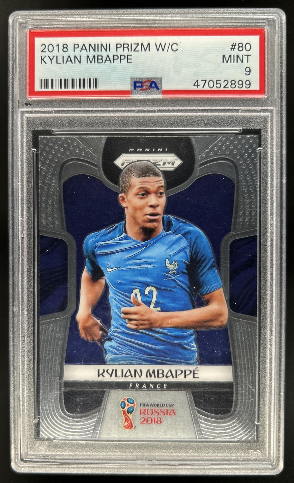 2018 Panini Prizm World Cup Kylian Mbappe Rookie RC #80 France PSA 9 view 1