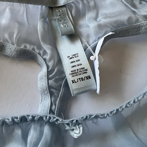 TANGA TRANSPARENTE SKIMS SEDA GASA AZUL ESCARCHA TALLA XL NUEVA - Imagen 8 de 13