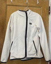 The North Face Women s M Track Jacket White/Black Full Zip Hooded Zip Pockets