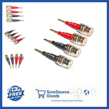 4 Pack Gold-Plated Flex Pin Banana Plugs to 4mm Female Jack for Sound Systems