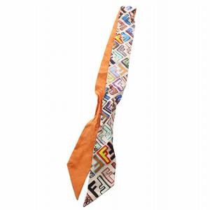 Fendi Rappy Scarf Skinny Zucca Pattern Logo Orange /Xz Oh Gy19 Women's Authentic thumbnail 8