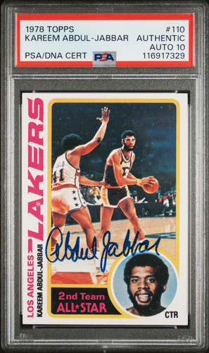 1978 Topps Kareem Abdul-Jabbar HOF Signed Basketball Card Certified PSA/DNA 10