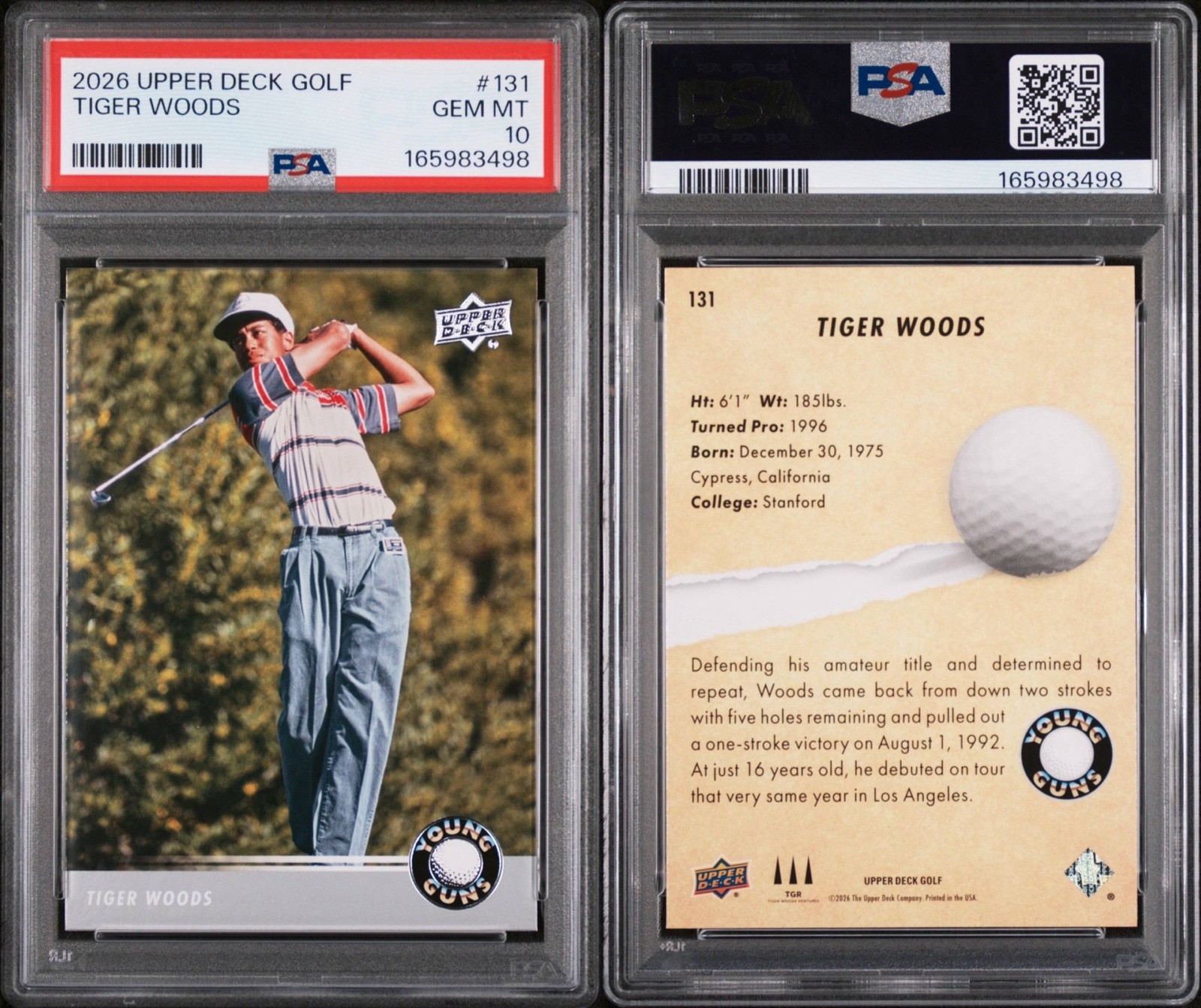 2026 Upper Deck Golf Tiger Woods Young Guns #131 PSA 10 GEM MINT LOW POP view 3