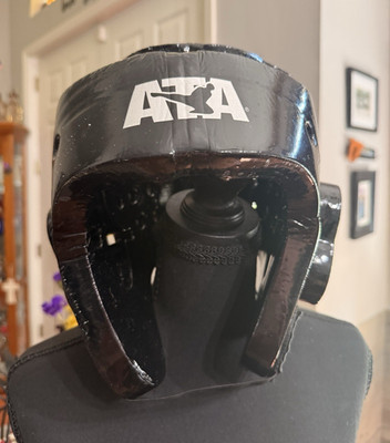 ATA Black Martial Arts Protective Training Headgear Sparring Helmet, Size M