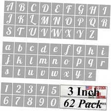 3 Inch Alphabet Letter Stencils for Painting - 62 Pack Letter and Number