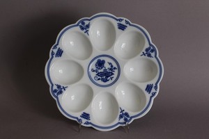 Talerz na jajko D 19,5 cm Dubi Bohemia Czechosłowacja Porcelana Wzór cebuli