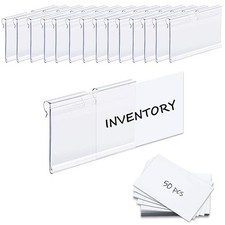 50PCS Basket Bin Labels Clip On,ChanQnTon Clear Plastic 6x4.2cm,