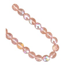 20 Czech Fire Polished Glass Beads 10mm Light Rose Pink AB - Faceted Round