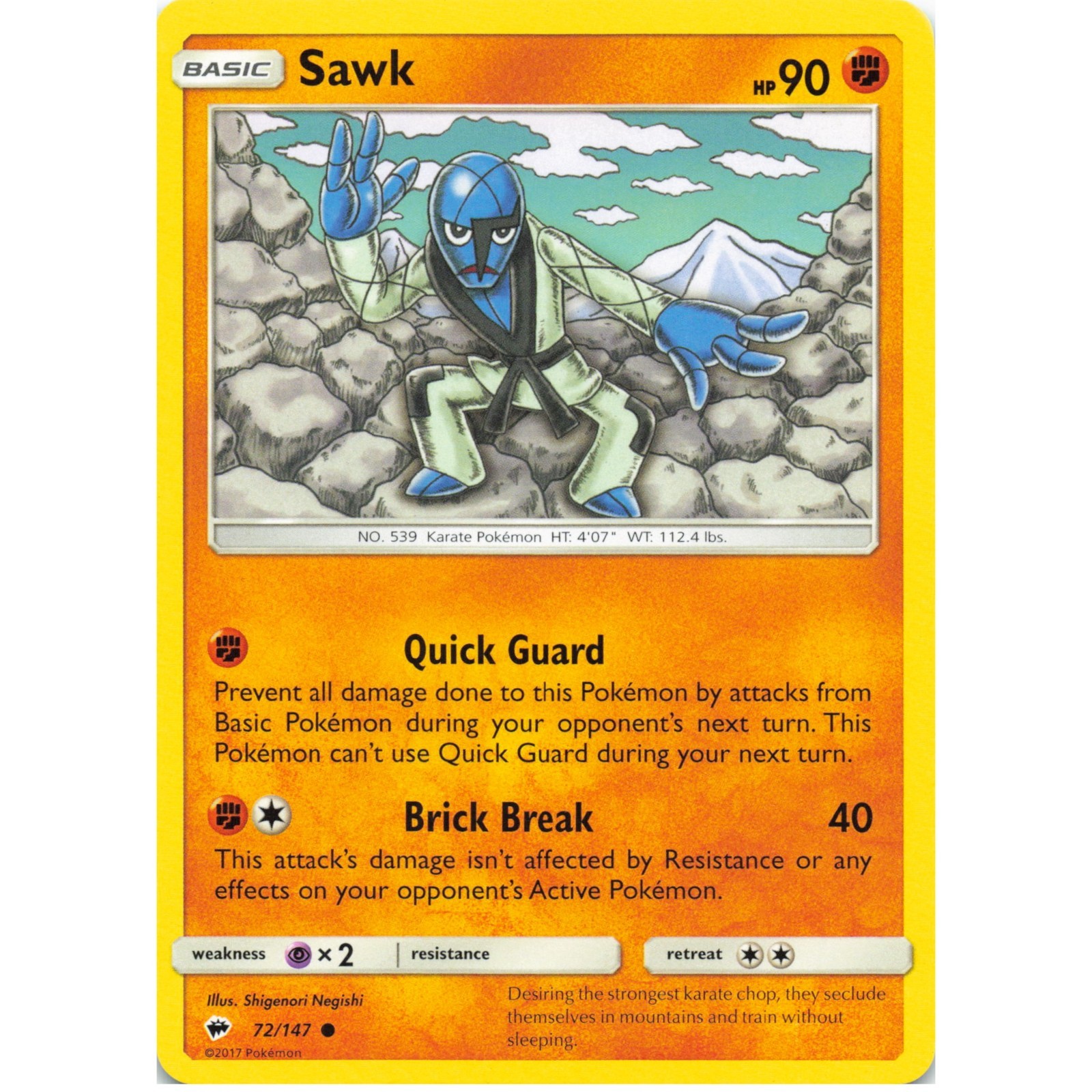 Sawk | 72 | Pokemon, Burning Shadows, Sun & Moon, Common