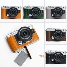 For Olympus E-P7 Handmade Genuine Real Leather Half Camera Case Bag Cover