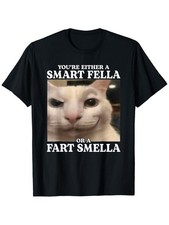 Funny Cat Graphic T-Shirt - "You're Either a Smart Fella or a Fart Scented"
