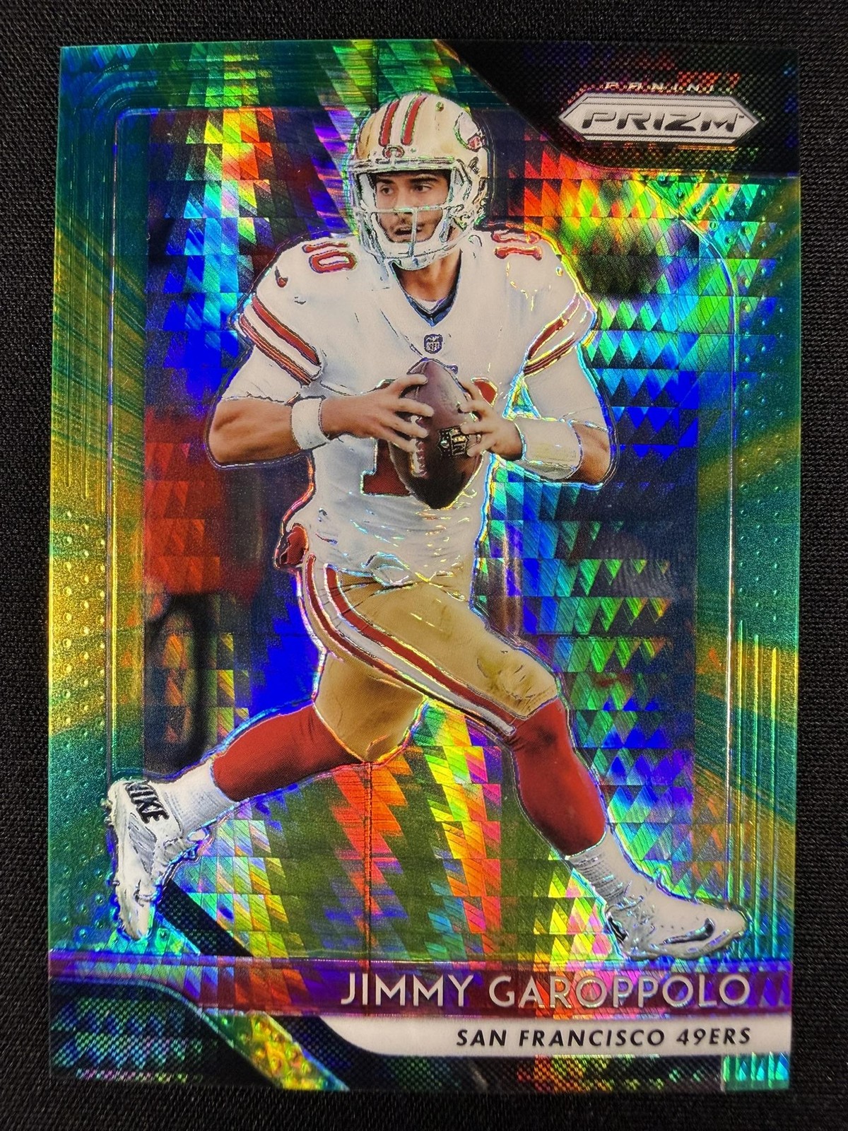 2018 Panini Prizm #25 Jimmy Garoppolo Prizm Green Hyper #/275