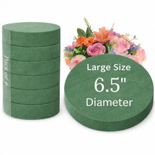 Pack of 6 Floral Foam Round Blocks for Flower Arrangements, Green Florist Flo...