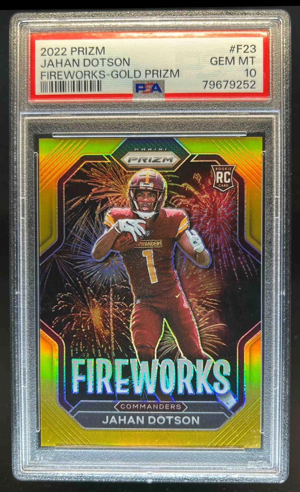 Jahan Dotson Panini Prizm Fireworks #F23 Gold Prizm