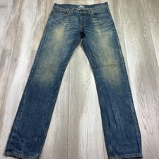 Gilded Age Jeans Men 33 Blue Baxten Straight Leg Slim Acid Wash Casual 33x34 *