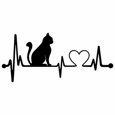 8'' HEARTBEAT CAT LOVE v2 Vinyl Decal Sticker Car Window Pet Rescue Animal Kitty