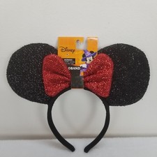 Disney Minnie Mouse Headband Ears Metallic Red Black Dress Up Halloween