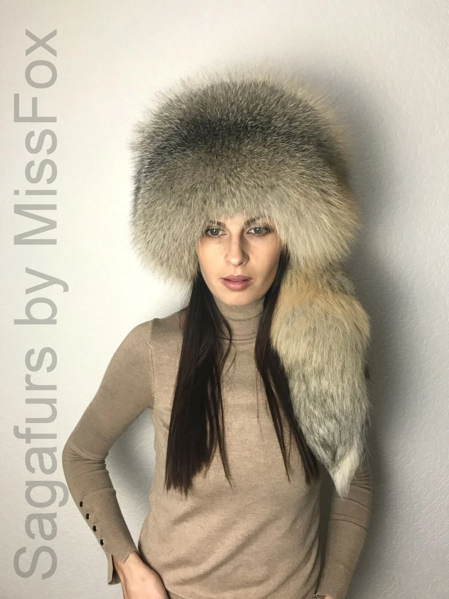 Fox fur hat with cheap tail