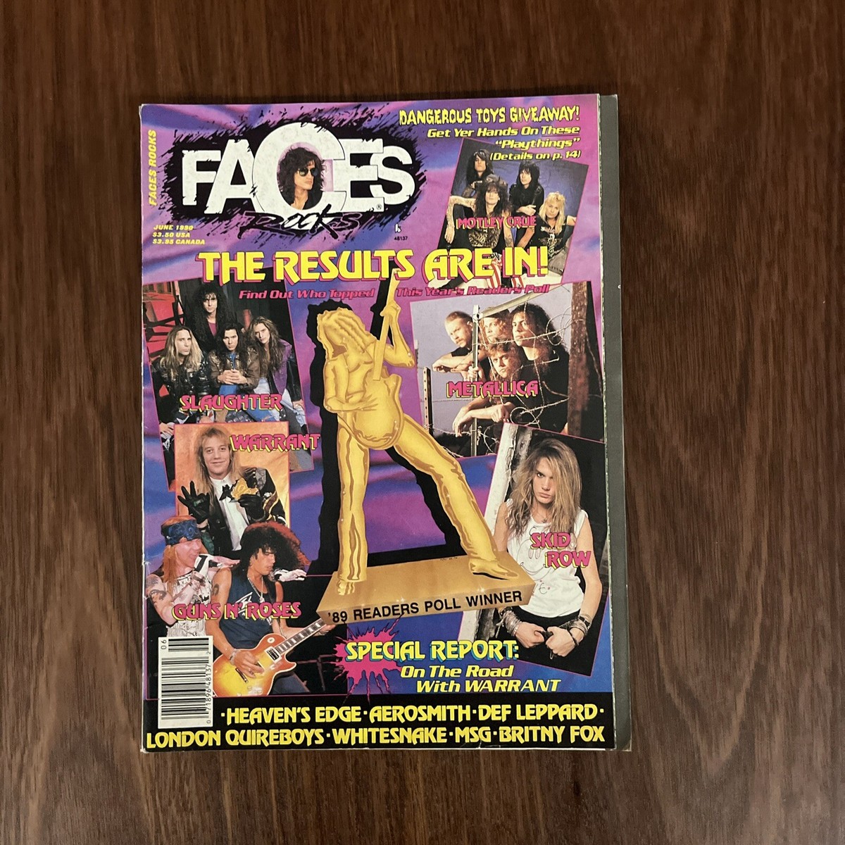 Faces Rocks Magazine - June 1990- Motley Crue- Metallica