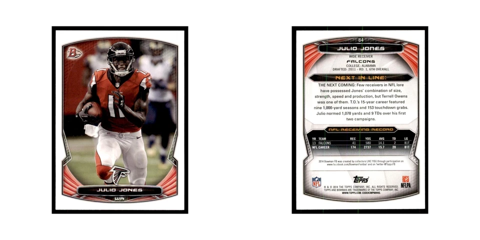 2014 Bowman Julio Jones Football Cards #84 - Image 3 of 3