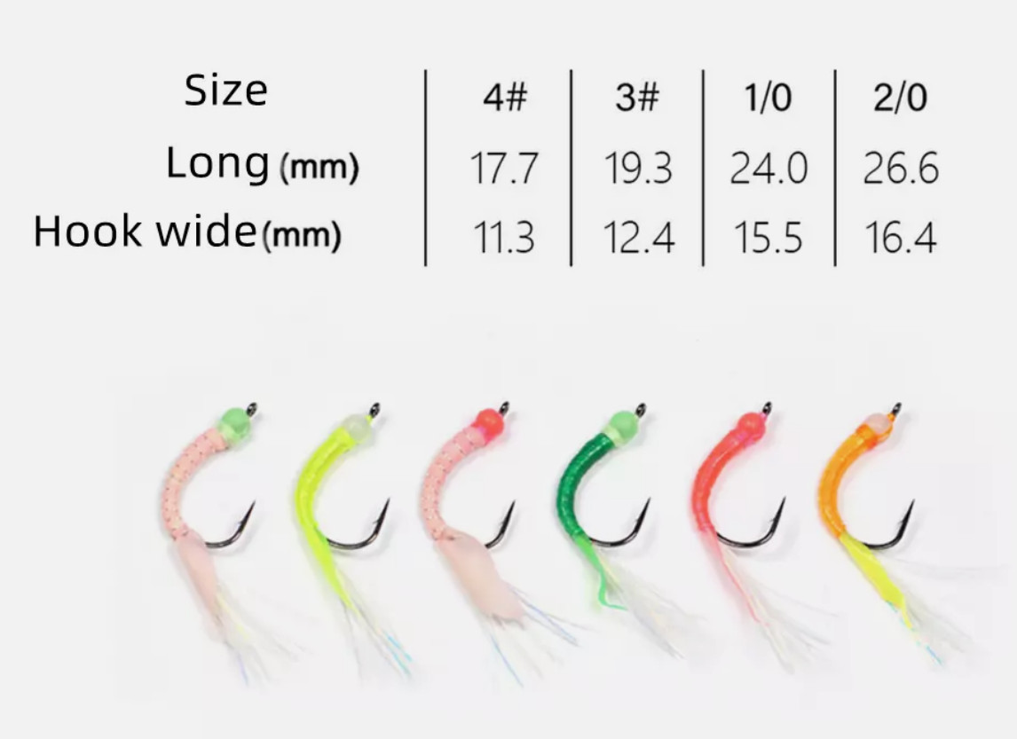 6pcs Luminous Beadhead Flies For Sabiki Rigs Saltwater Lures Fishing Hook 3# - Image 20