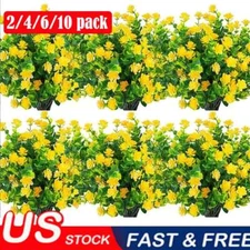 Yellow Artificial Flowers Fake Outdoor UV Resistant Shrubs Plants Spring Decor