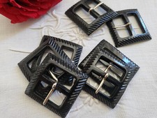 Duo boucles de ceinture anciennes noir carré effet cadre 4 sur4 cm ME4-11