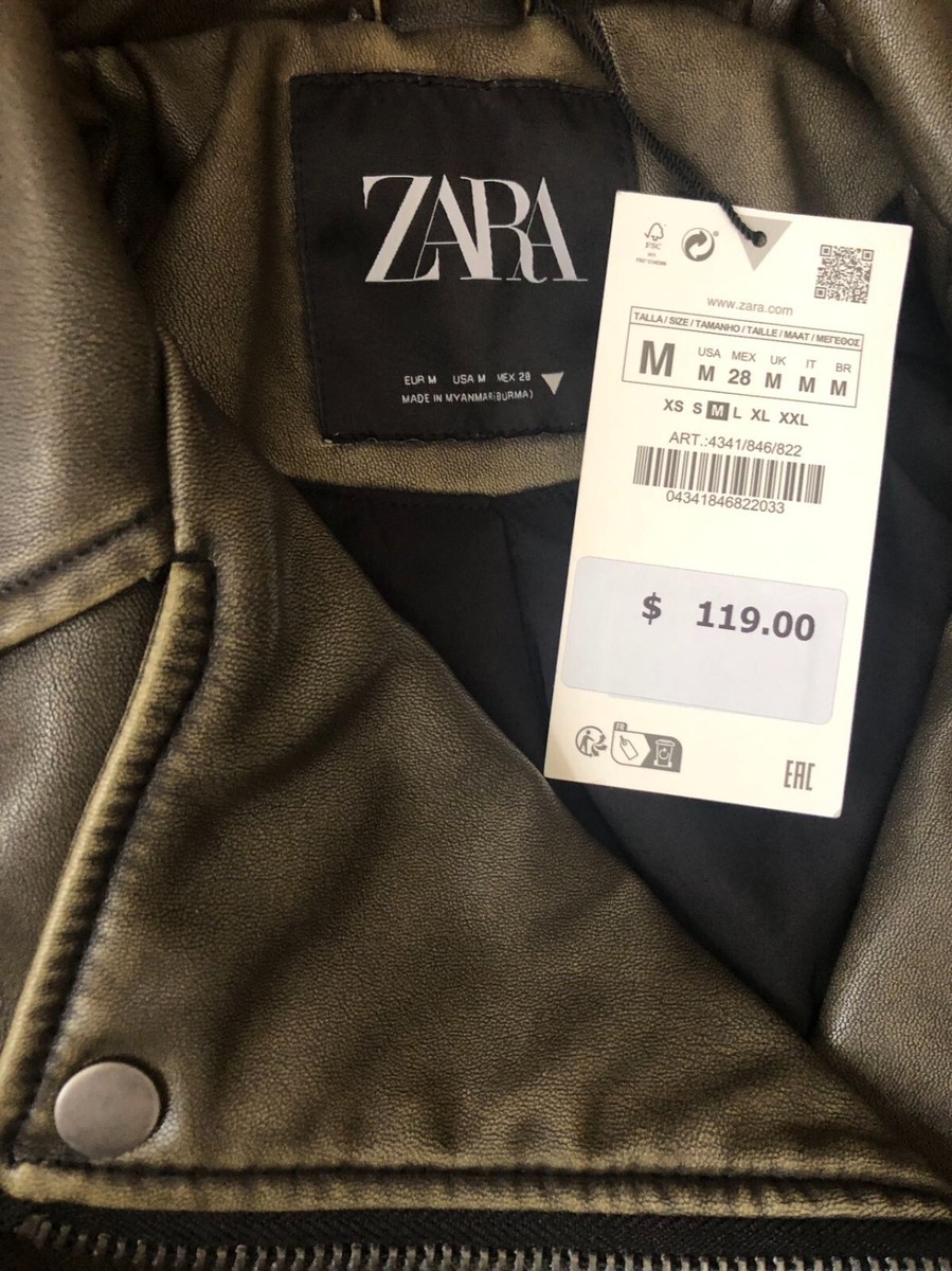 ZARA NEW WOMAN FAUX LEATHER OVERSIZE JACKET BIKER CHARCOAL