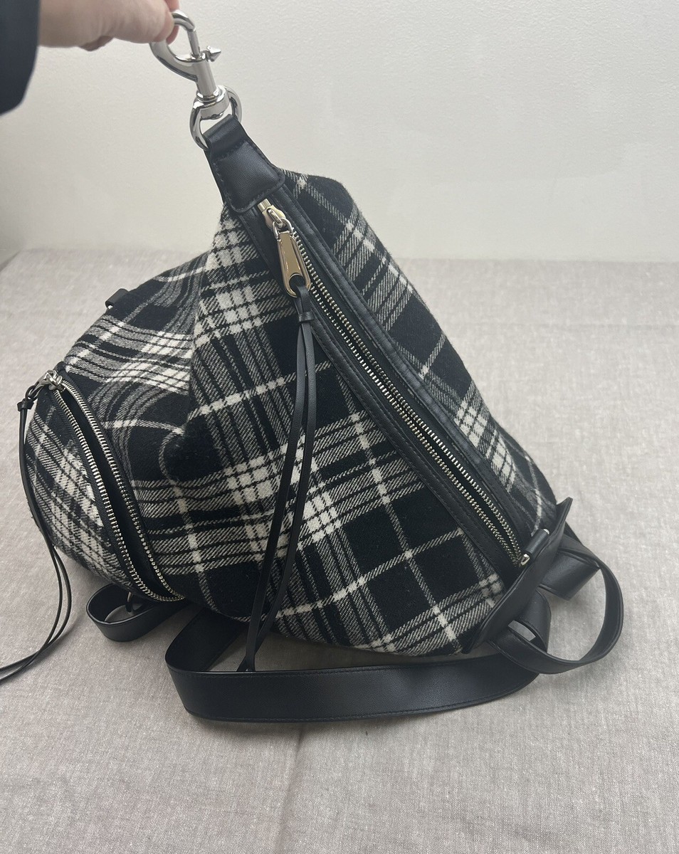 Rebecca Minkoff Julian Backpack Black/White Plaid Wool  display picture 2
