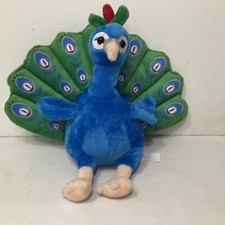 Plush PEACOCK 10.5" High Stuffed Green Blue Wal-Mart