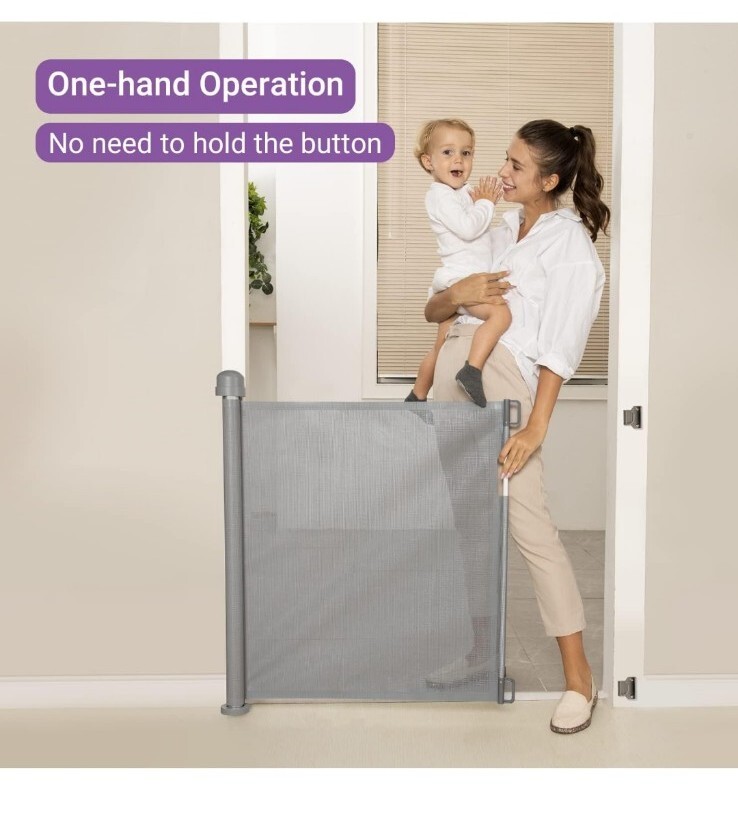 Momcozy Retractable Stair Gate for Baby and Pets, 0 to 140 cm Narrow to
