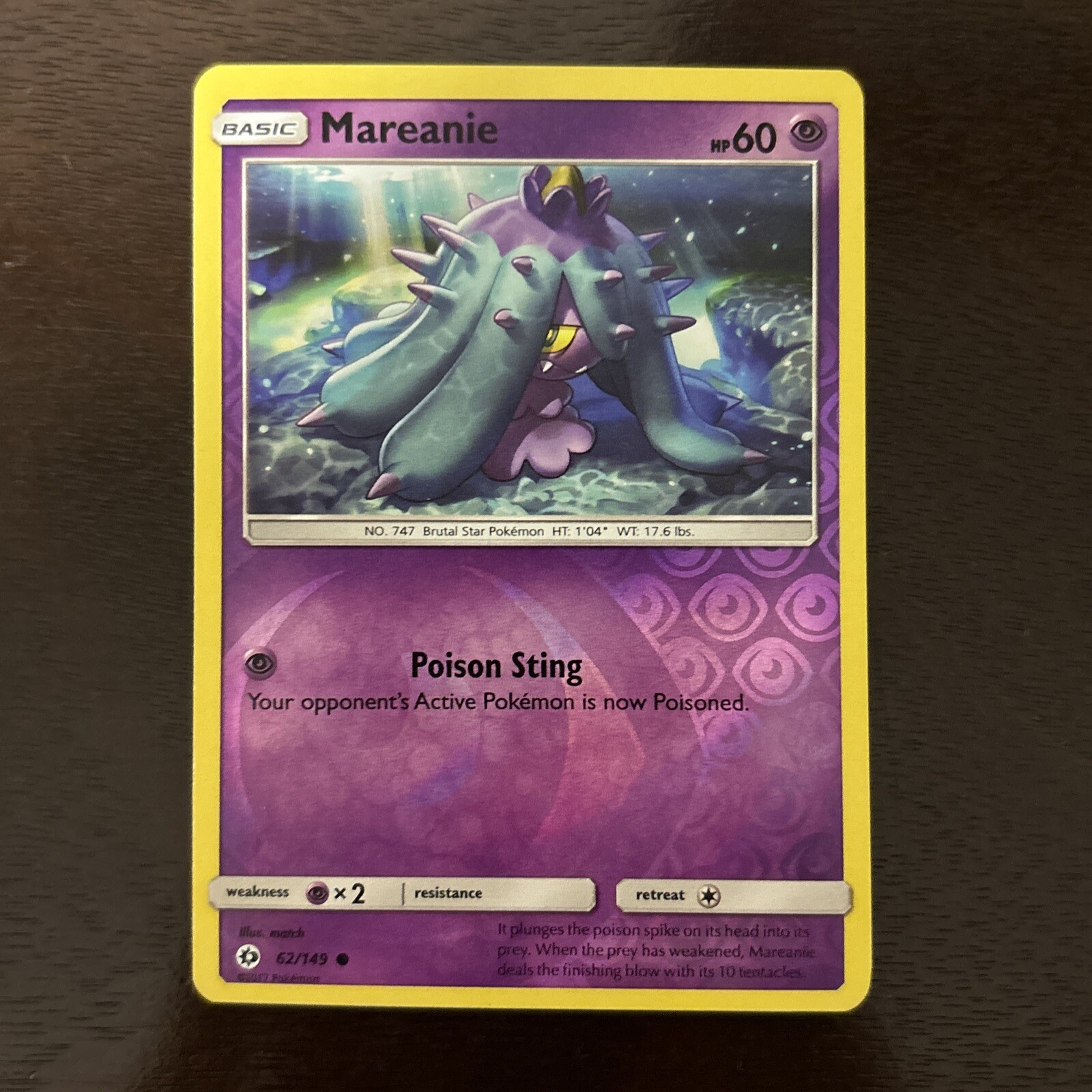 Mareanie 62/149 - Sun & Moon - Common - Reverse Holo - Pokemon Card TCG - MP