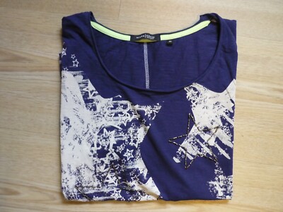 Damen T-Shirt MARK ADAM NEW YORK mit Applikationen+Druck, 100% B.-Wolle, Gr.: 42